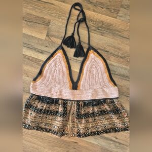 American Eagle Outfitters Halter, Lined Crochet Crop Top!